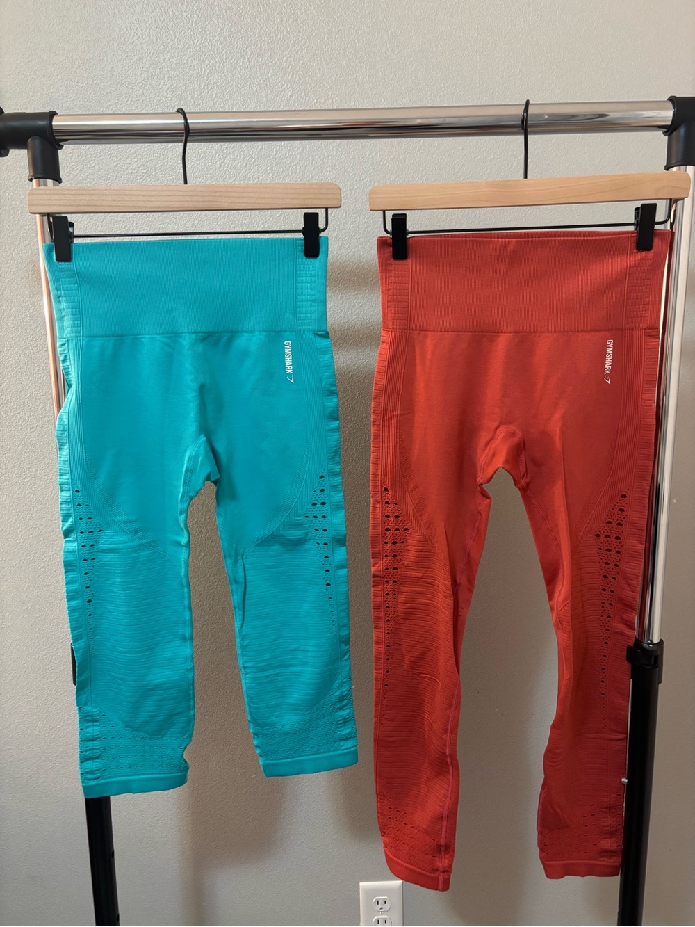 Gymshark High-Waist Seamless Leggings - Teal & Rust